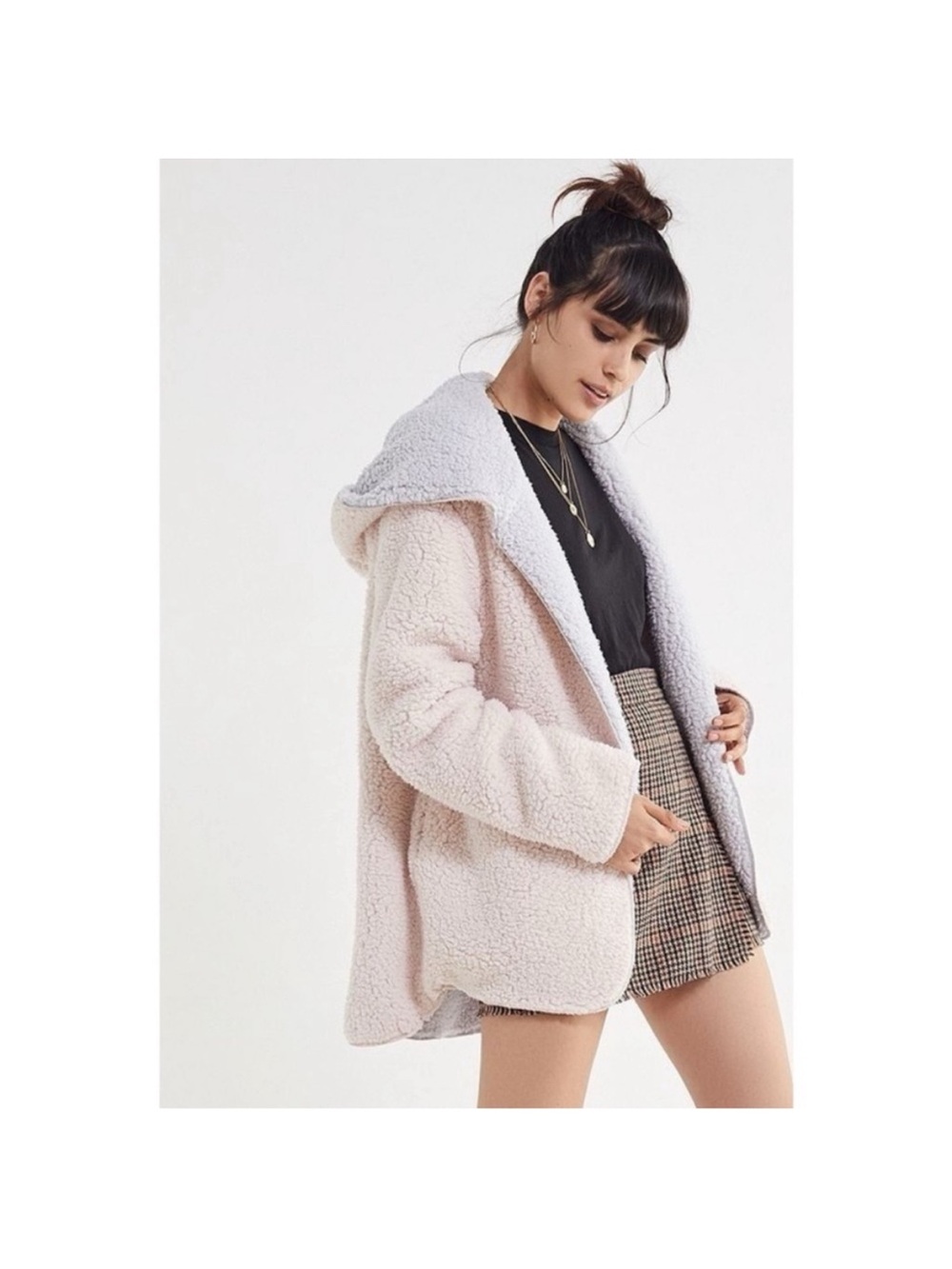 Urban Outfitters Reversible Teddy Jacket Sherpa Hoodie Coat Medium Large